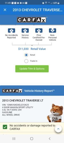 2013 Chevrolet Traverse 1LT AWD - Carfax